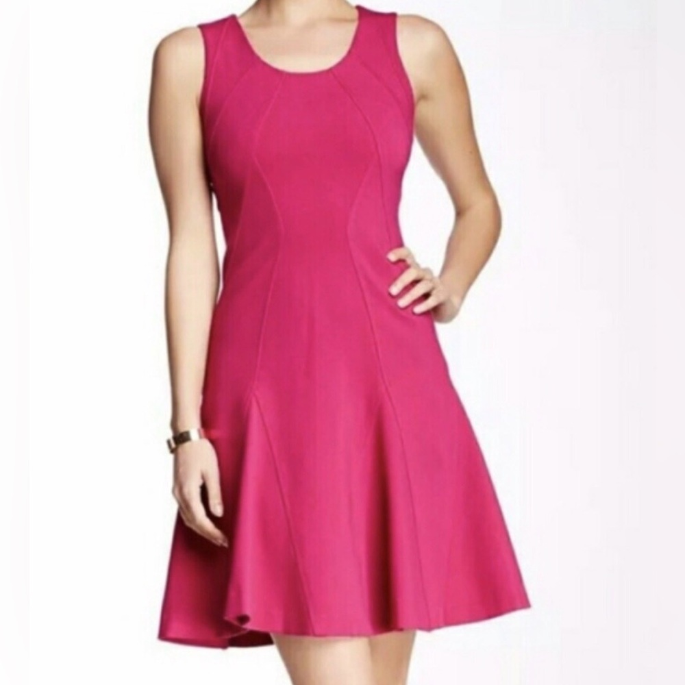 DVF Diane Von Furstenberg Alice Dress 8 Pink Sleeveless Ponte Fit & Flare